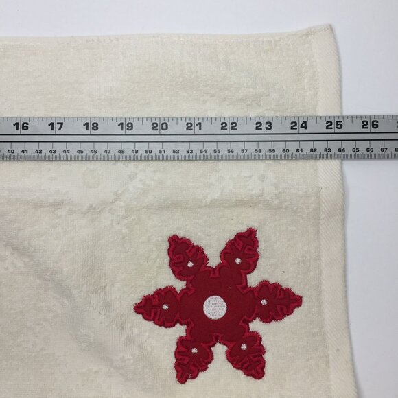 Christmas Towel Kitchen Bathroom Embroidered Snowflake Star Flower - Picture 9 of 10
